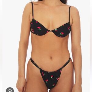 WeWoreWhat Adjustable Ruched Cherries Bikini Set